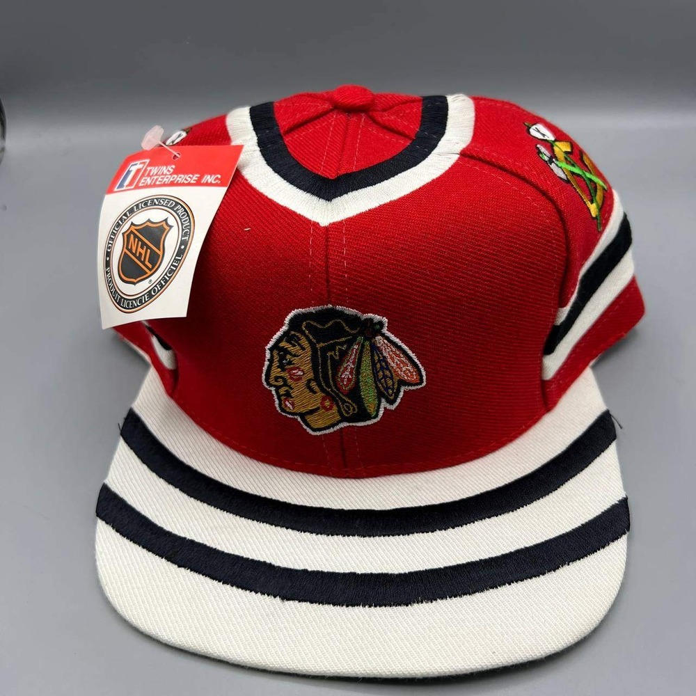 Vintage Chicago‎ Blackhawks Hat Men Red Twins Enterprise NHL Snap Back Cap New